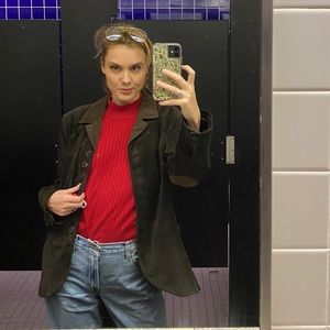 Brown Leather Jacket with cute elbow patches